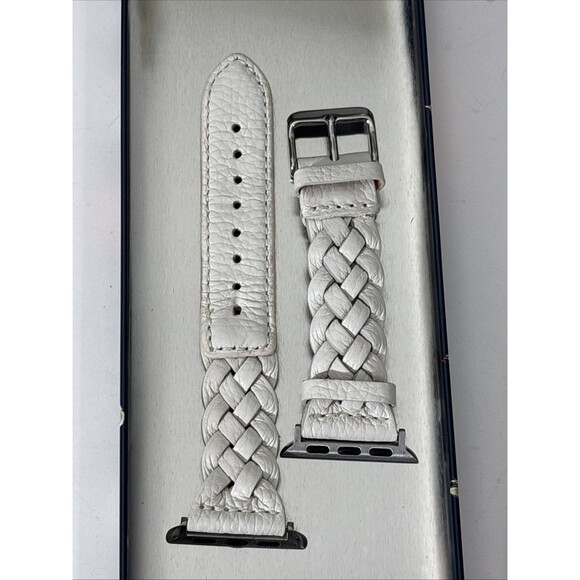 Brighton Sutton Apple Watch Band Braided Leather Shoe White Floral Tin Fit 38mm+ - Picture 8 of 16